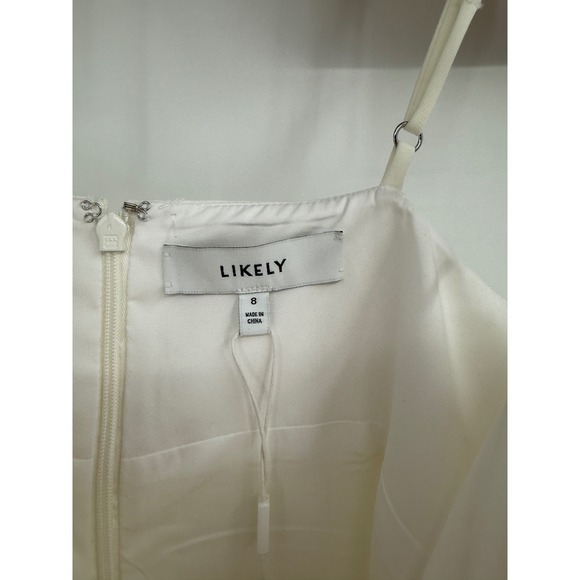 $298 Likely‎ Women's Ivory Hirsch Chain Link Strap Mermaid Midi Dress Size 8 - Picture 5 of 10